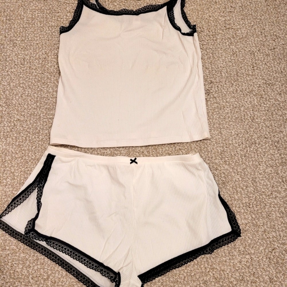 Victoria's Secret Black Lace Trim Sleepwear Set